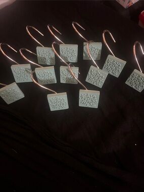 Mint Green Decorative Shower Curtain Hooks - Set of 12 #223